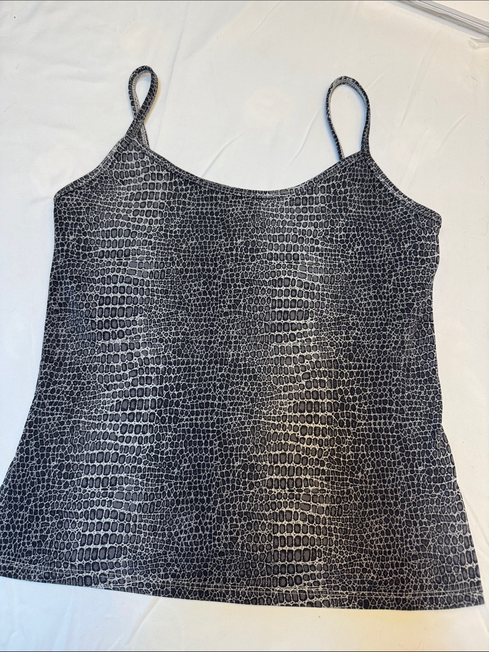 New York & Company Black and White Snake Print Cami built in bra